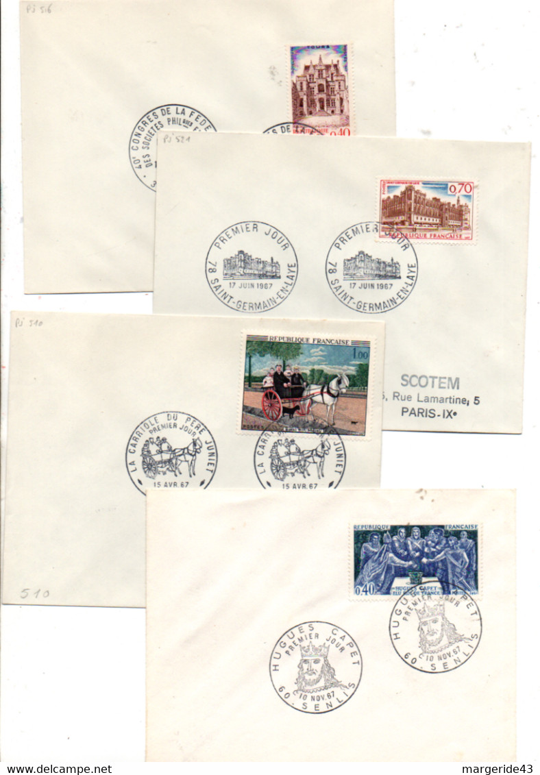 FRANCE LOT DE 43 FDC NON ILLUSTREES DE 1965 A 1967