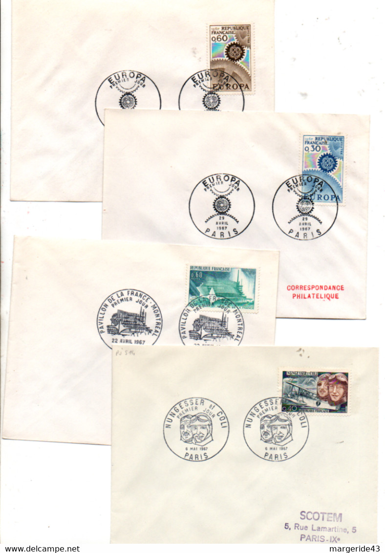 FRANCE LOT DE 43 FDC NON ILLUSTREES DE 1965 A 1967