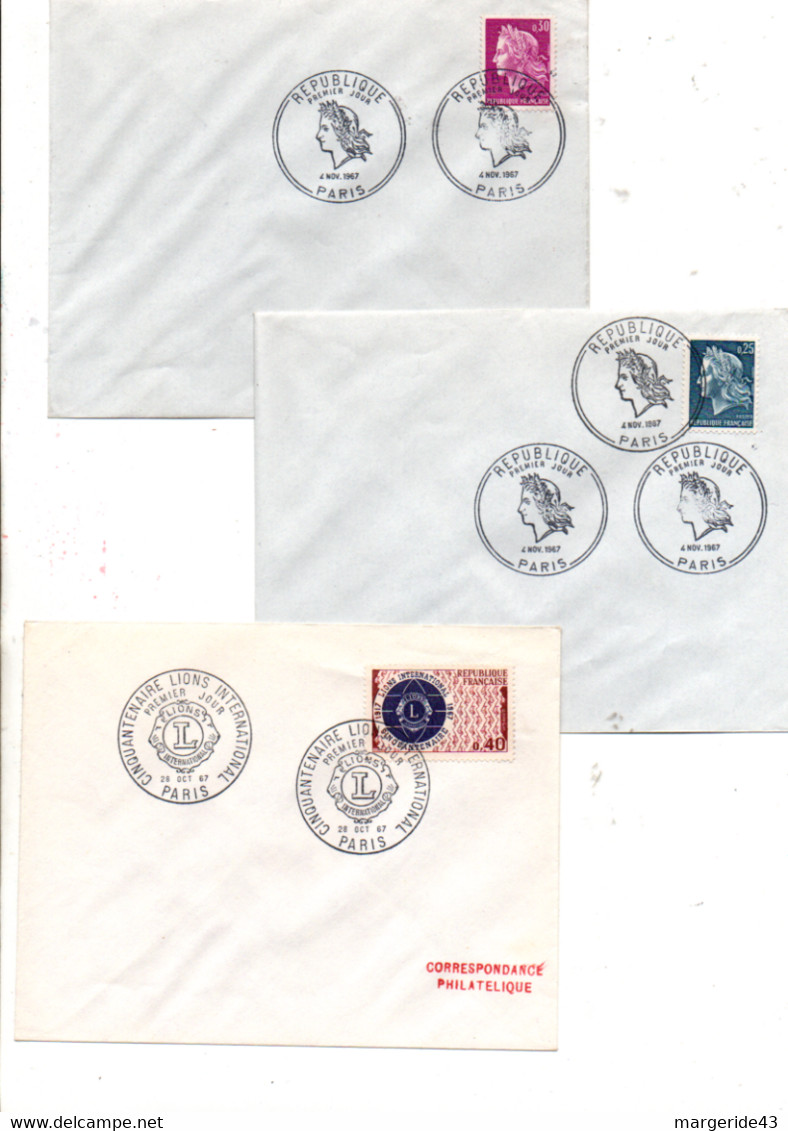 FRANCE LOT DE 43 FDC NON ILLUSTREES DE 1965 A 1967