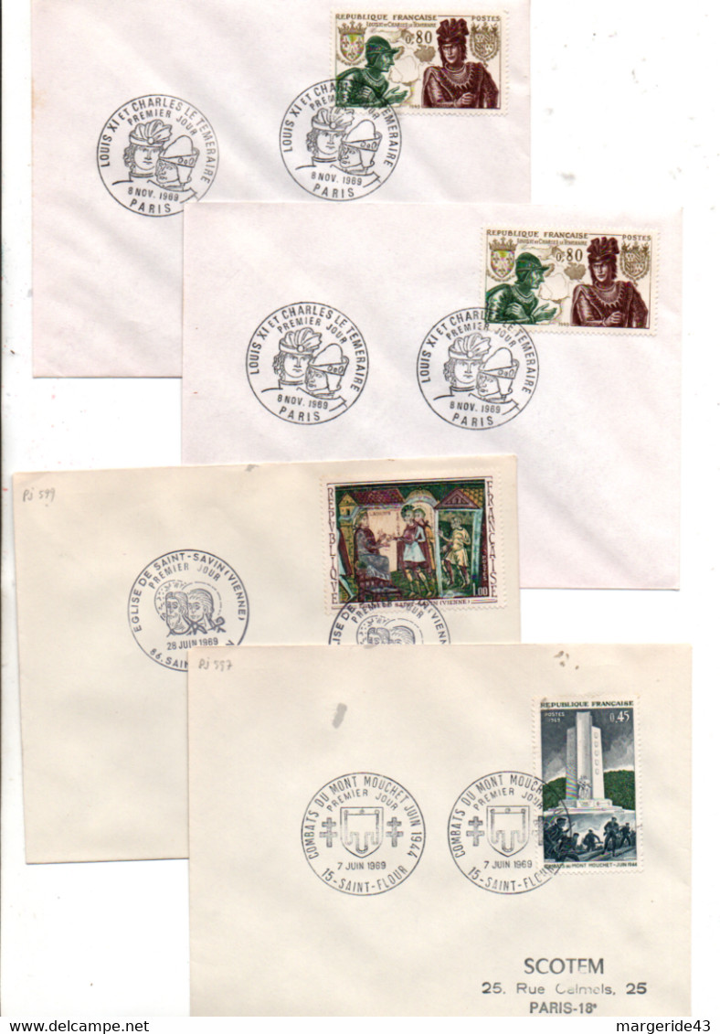 FRANCE LOT DE 32 FDC NON ILLUSTREES 1969