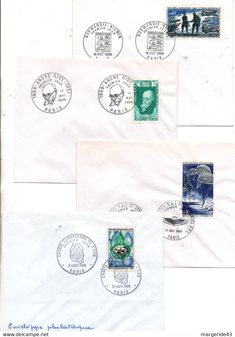 FRANCE LOT DE 32 FDC NON ILLUSTREES 1969