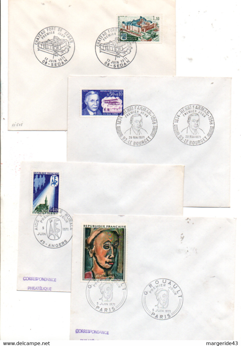 FRANCE LOT DE 44 FDC NON ILLUSTREES 1971 - Vrac (max 999 Timbres)