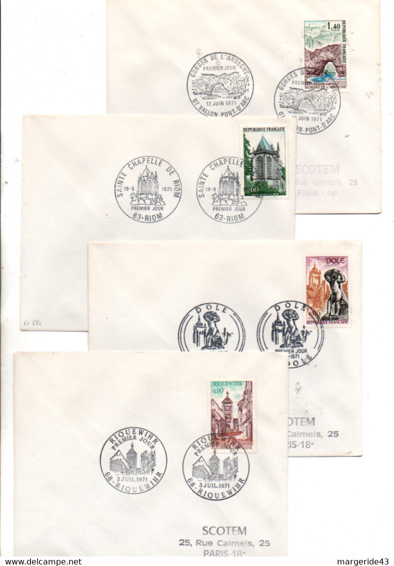 FRANCE LOT DE 44 FDC NON ILLUSTREES 1971 - Vrac (max 999 Timbres)