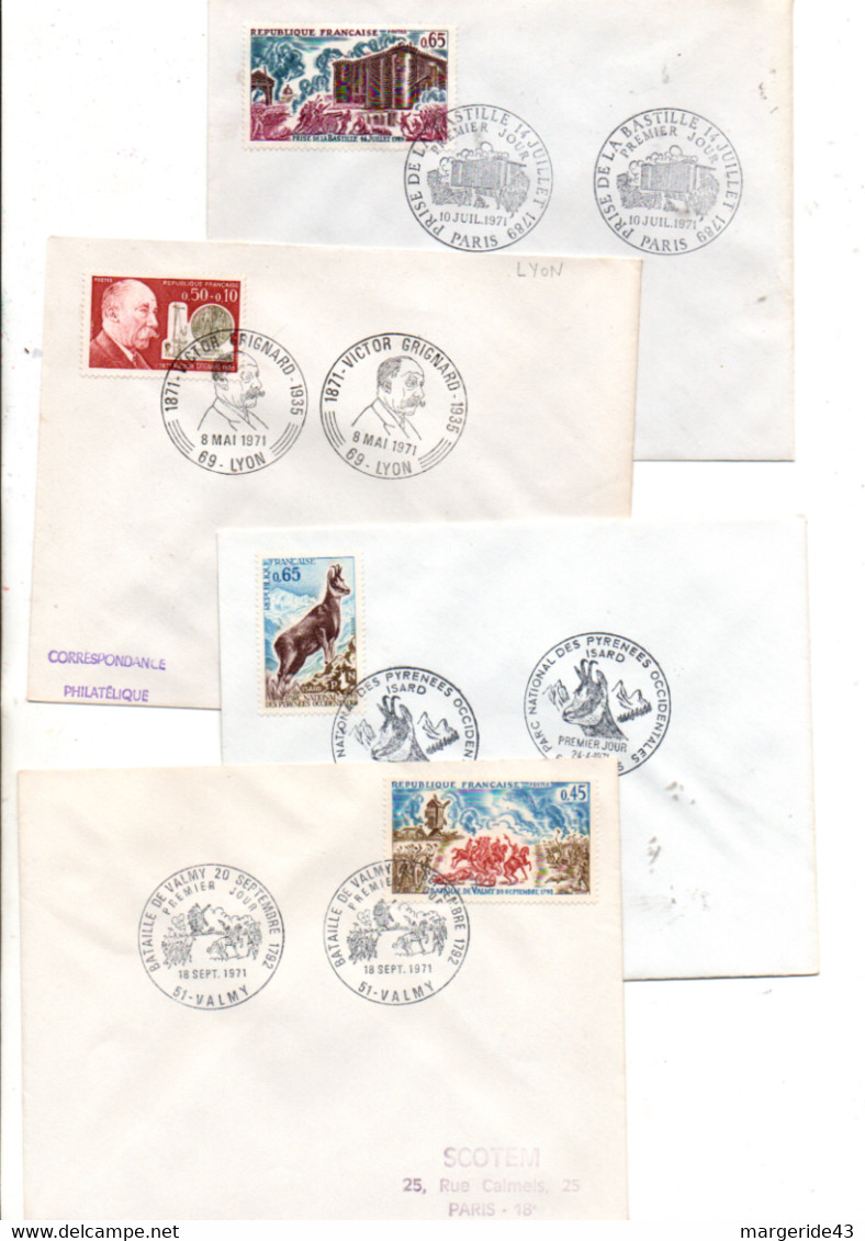 FRANCE LOT DE 44 FDC NON ILLUSTREES 1971 - Vrac (max 999 Timbres)