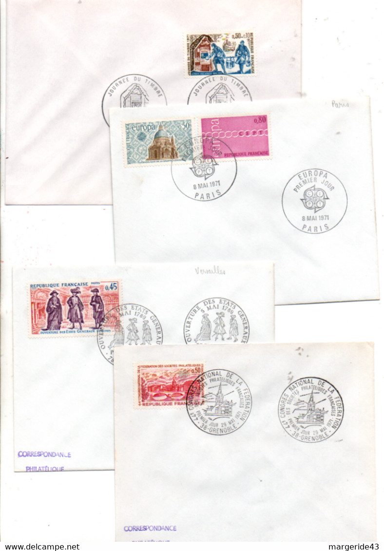 FRANCE LOT DE 44 FDC NON ILLUSTREES 1971