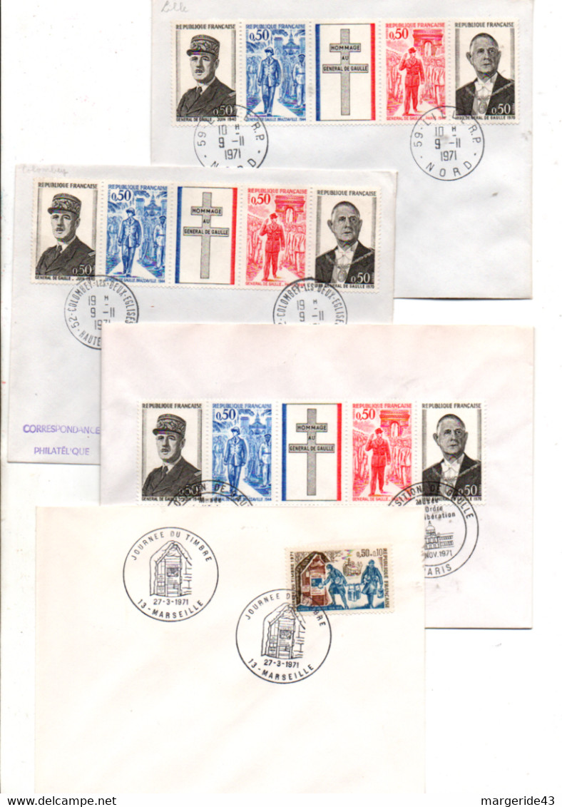 FRANCE LOT DE 44 FDC NON ILLUSTREES 1971