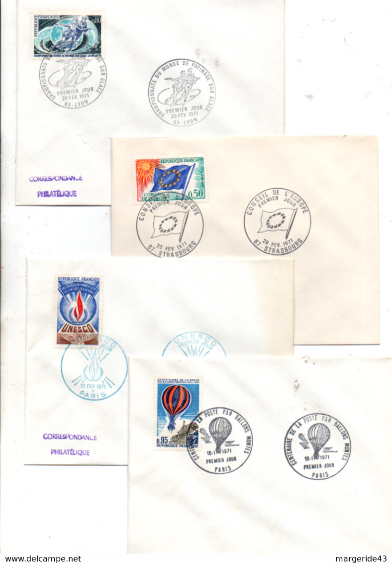 FRANCE LOT DE 44 FDC NON ILLUSTREES 1971