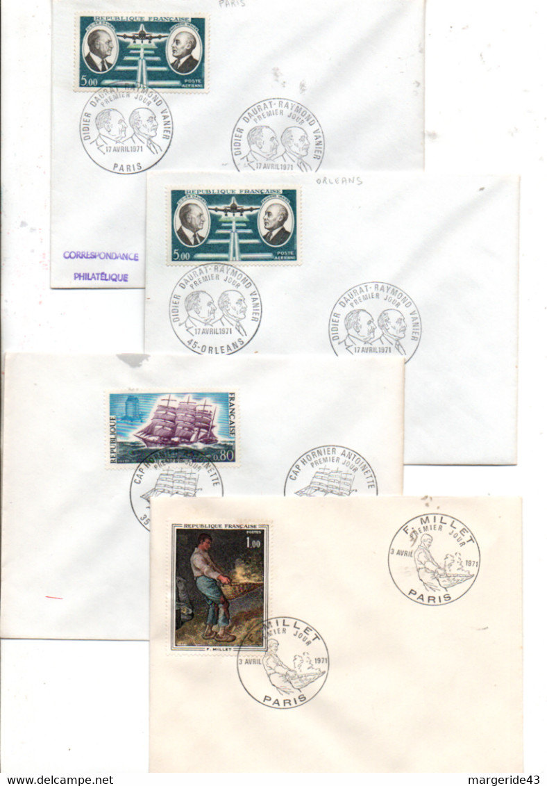 FRANCE LOT DE 44 FDC NON ILLUSTREES 1971