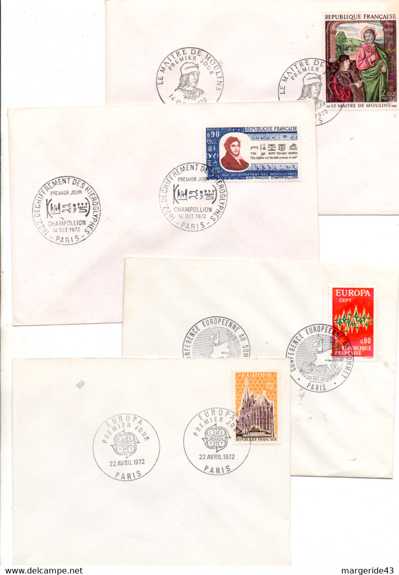 FRANCE LOT DE 37 FDC NON ILLUSTREES 1972 - Vrac (max 999 Timbres)