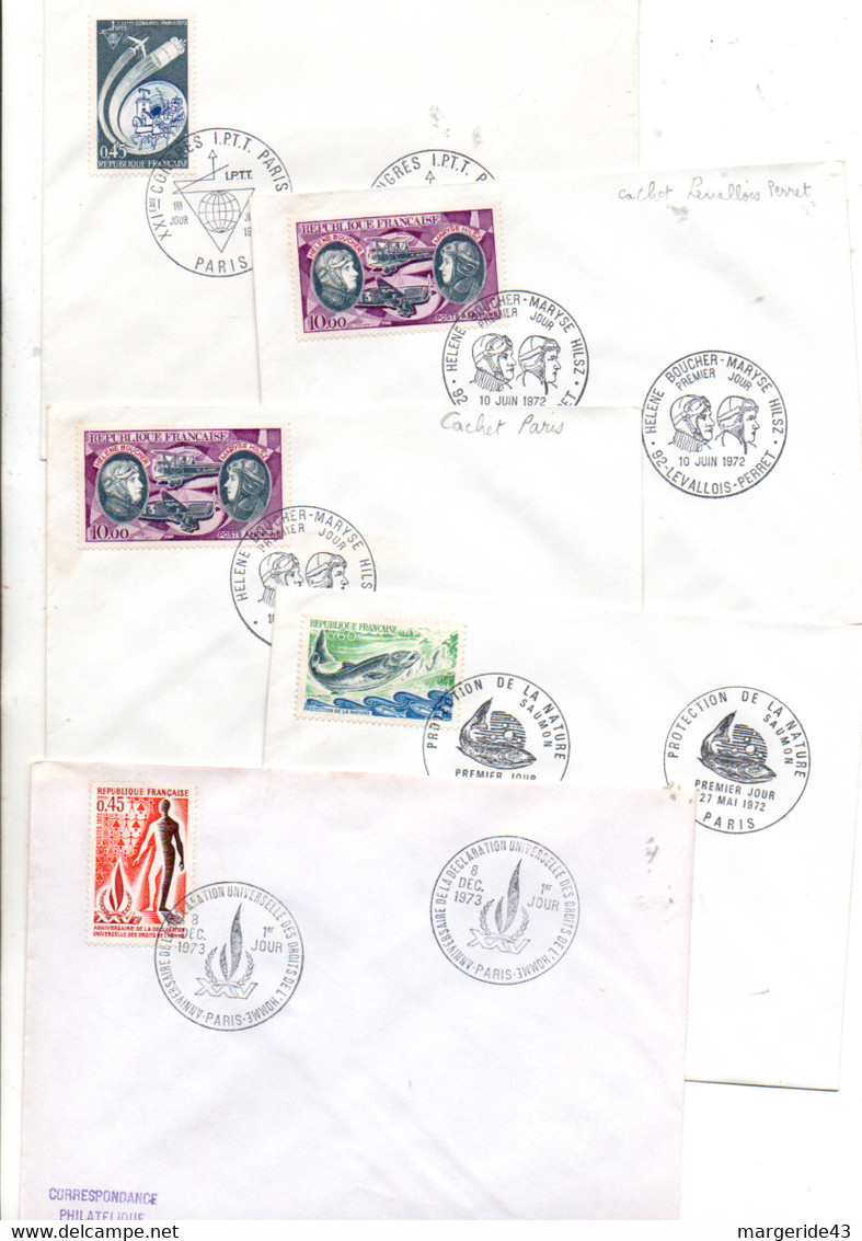 FRANCE LOT DE 37 FDC NON ILLUSTREES 1972