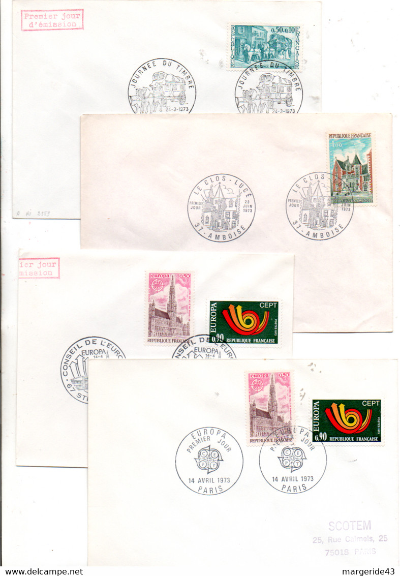 FRANCE LOT DE 31 FDC NON ILLUSTREES 1973 - Vrac (max 999 Timbres)