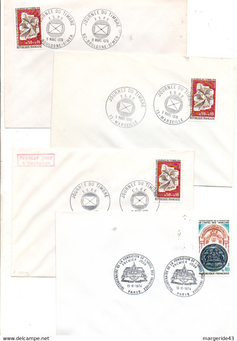 FRANCE LOT DE 30 FDC NON ILLUSTREES 1974 - Vrac (max 999 Timbres)