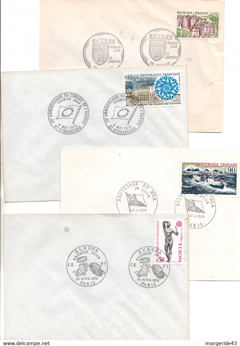 FRANCE LOT DE 30 FDC NON ILLUSTREES 1974