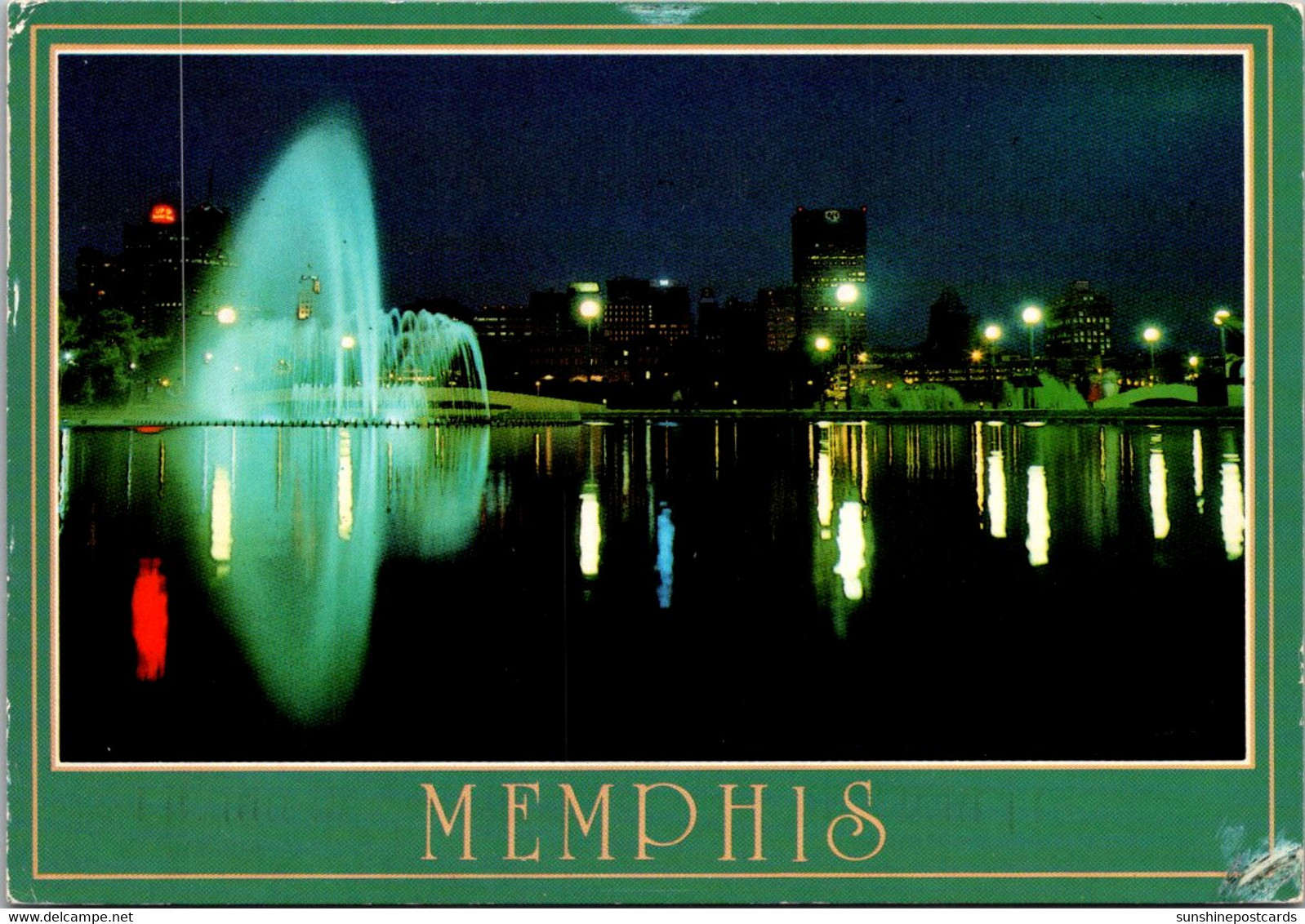 Tennessee Memphis Skyline At Night From Mud Island - Memphis