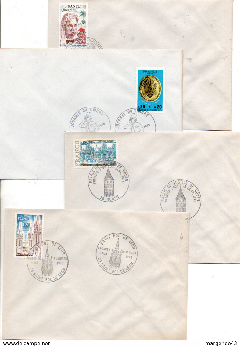 FRANCE LOT DE 16 FDC NON ILLUSTREES 1975 - Vrac (max 999 Timbres)