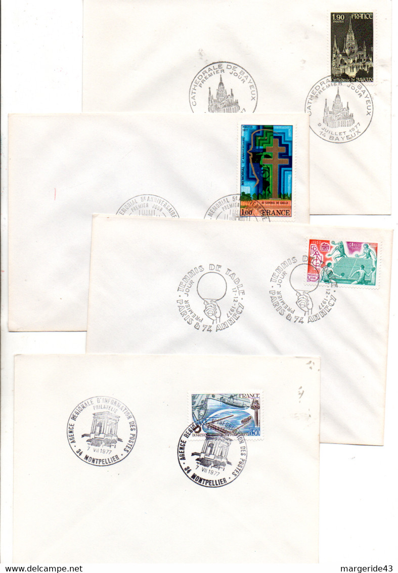 FRANCE LOT DE 25 FDC NON ILLUSTREES 1977 - Vrac (max 999 Timbres)