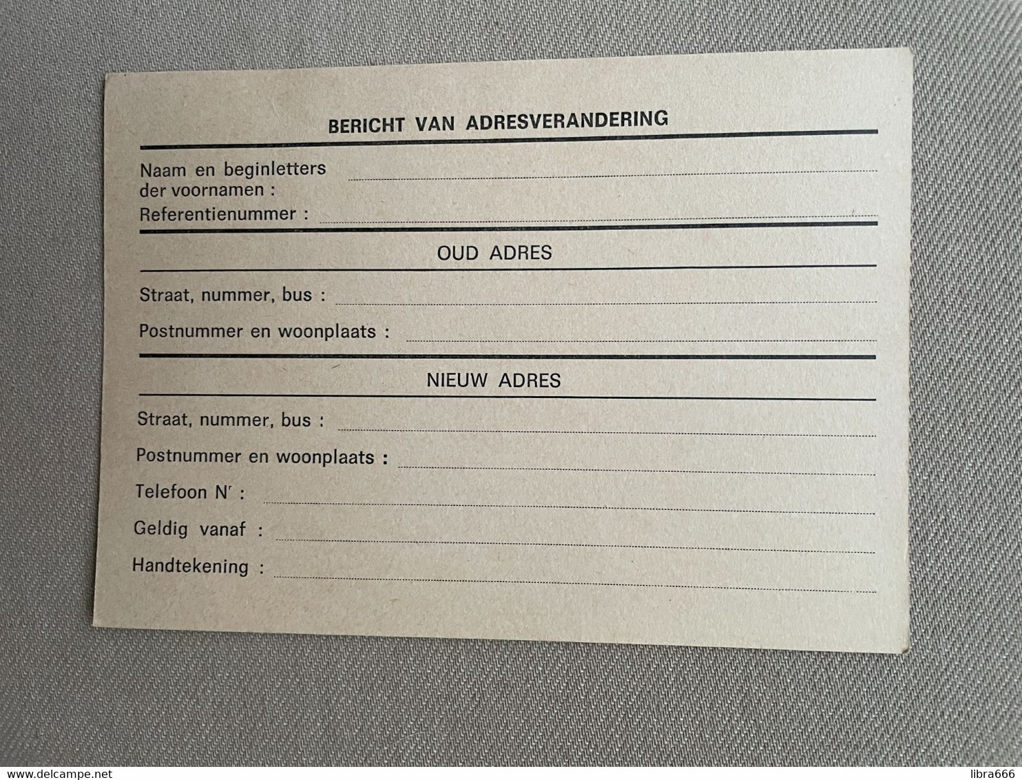 BERICHT VAN ADRESVERANDERING - Avis Changement Adresse