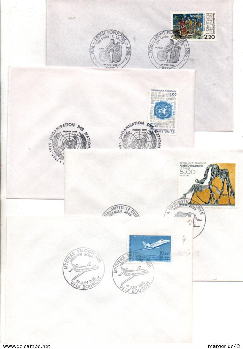 FRANCE LOT DE 46 FDC NON ILLUSTREES DE 1985 A 1989 - Vrac (max 999 Timbres)