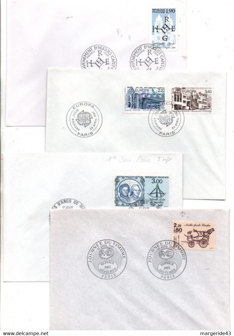 FRANCE LOT DE 46 FDC NON ILLUSTREES DE 1985 A 1989