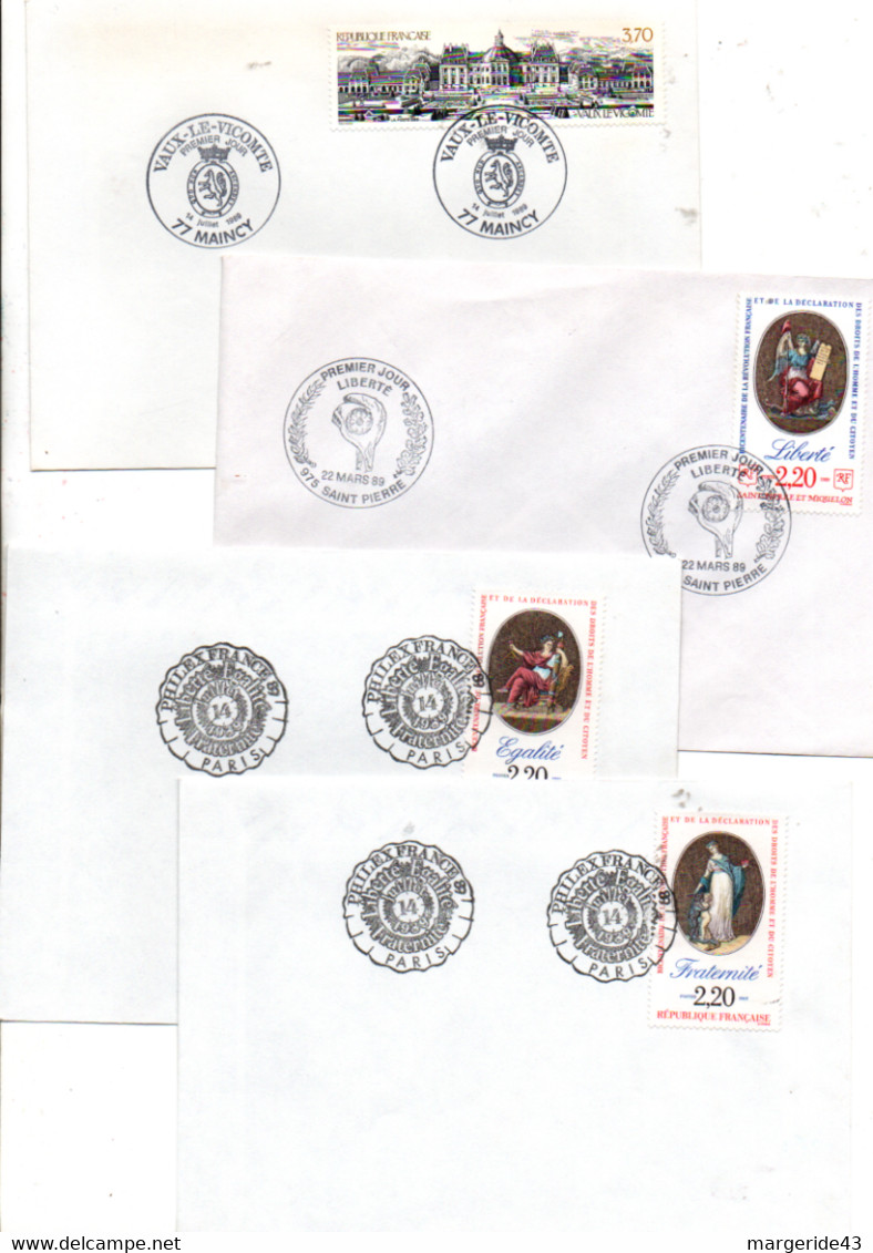 FRANCE LOT DE 46 FDC NON ILLUSTREES DE 1985 A 1989