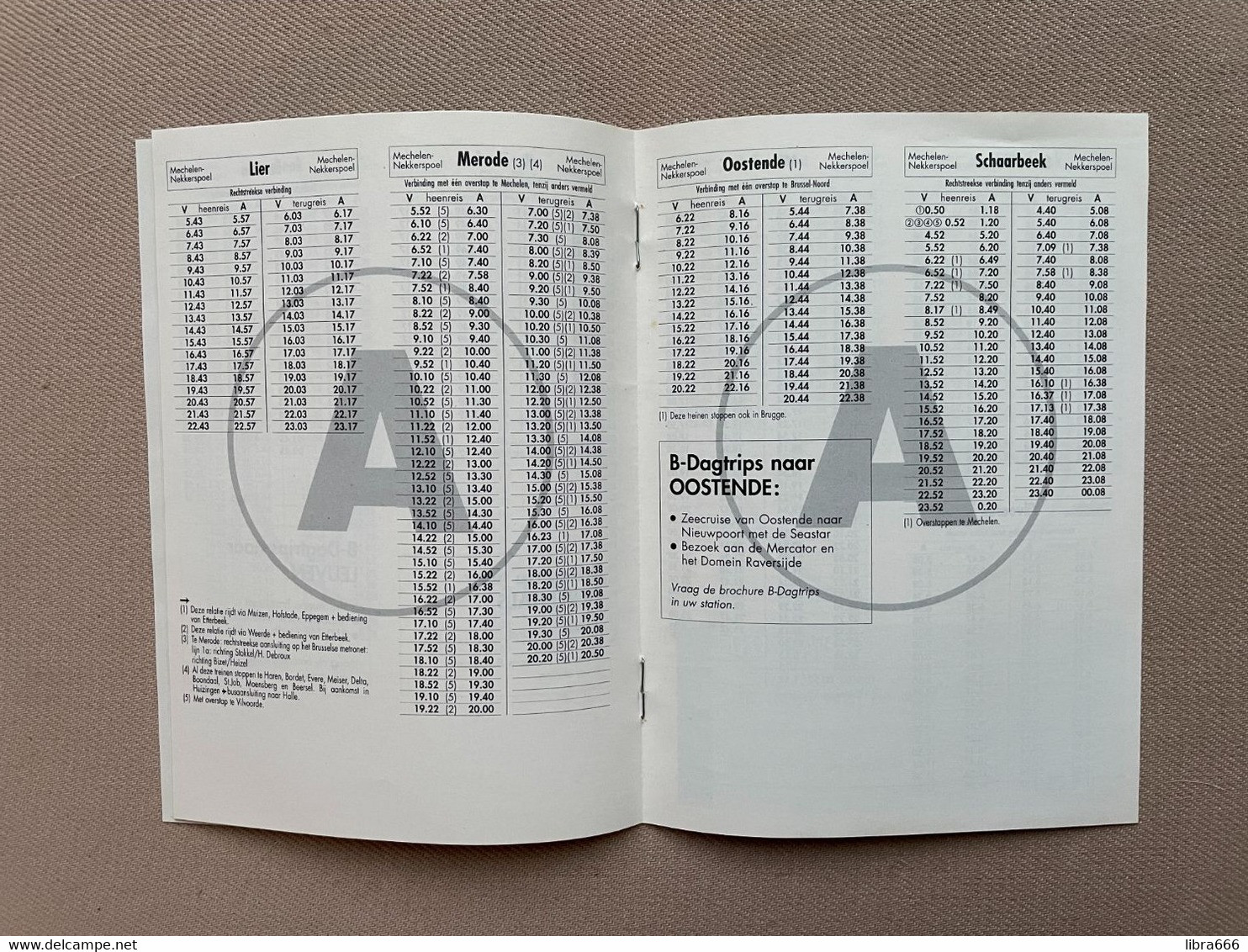 Dienstregeling IC-IR 1998 NMBS - Mechelen-Nekkerspoel - 11 Blz. - 15 X 11 Cm. - Europa