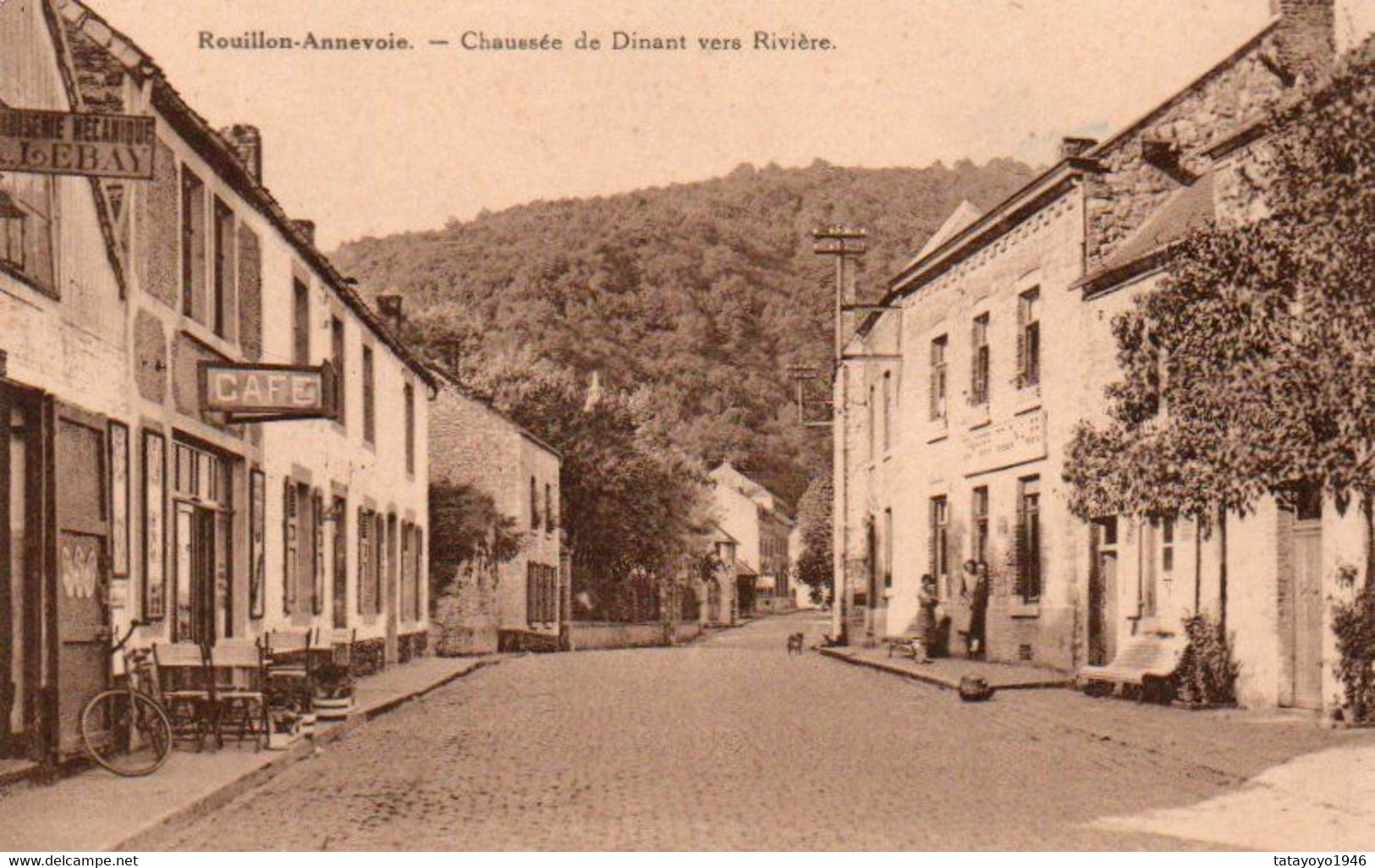 Rouillon Annevoie  Chaussée De Dinant Vers Rivière Animée Café Vélo Voyagé Dans Une Enveloppe - Anhée