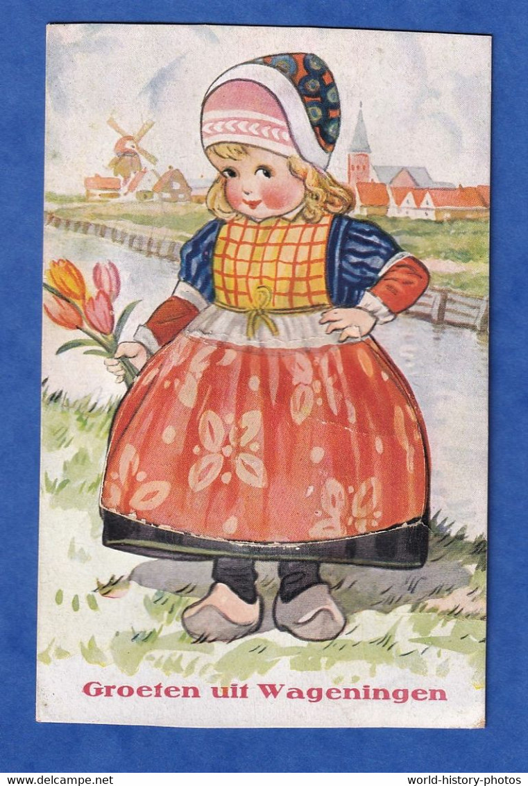 CPA Carte à Système - Groeten Uit WAGENINGEN - Petite Fille En Costume Traditionnel - Folklore Enfant - Wageningen