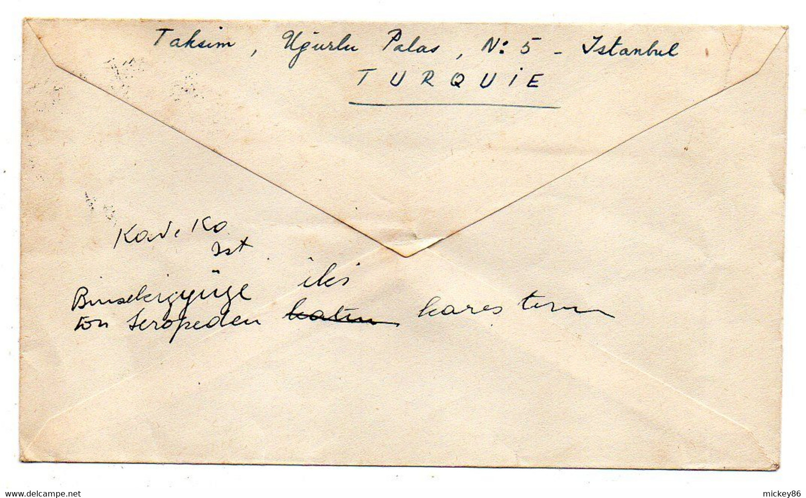 TURQUIE- 1954--lettre  De GALATA--ISTANBUL  Pour PARIS (France)  .avion......cachet - Storia Postale