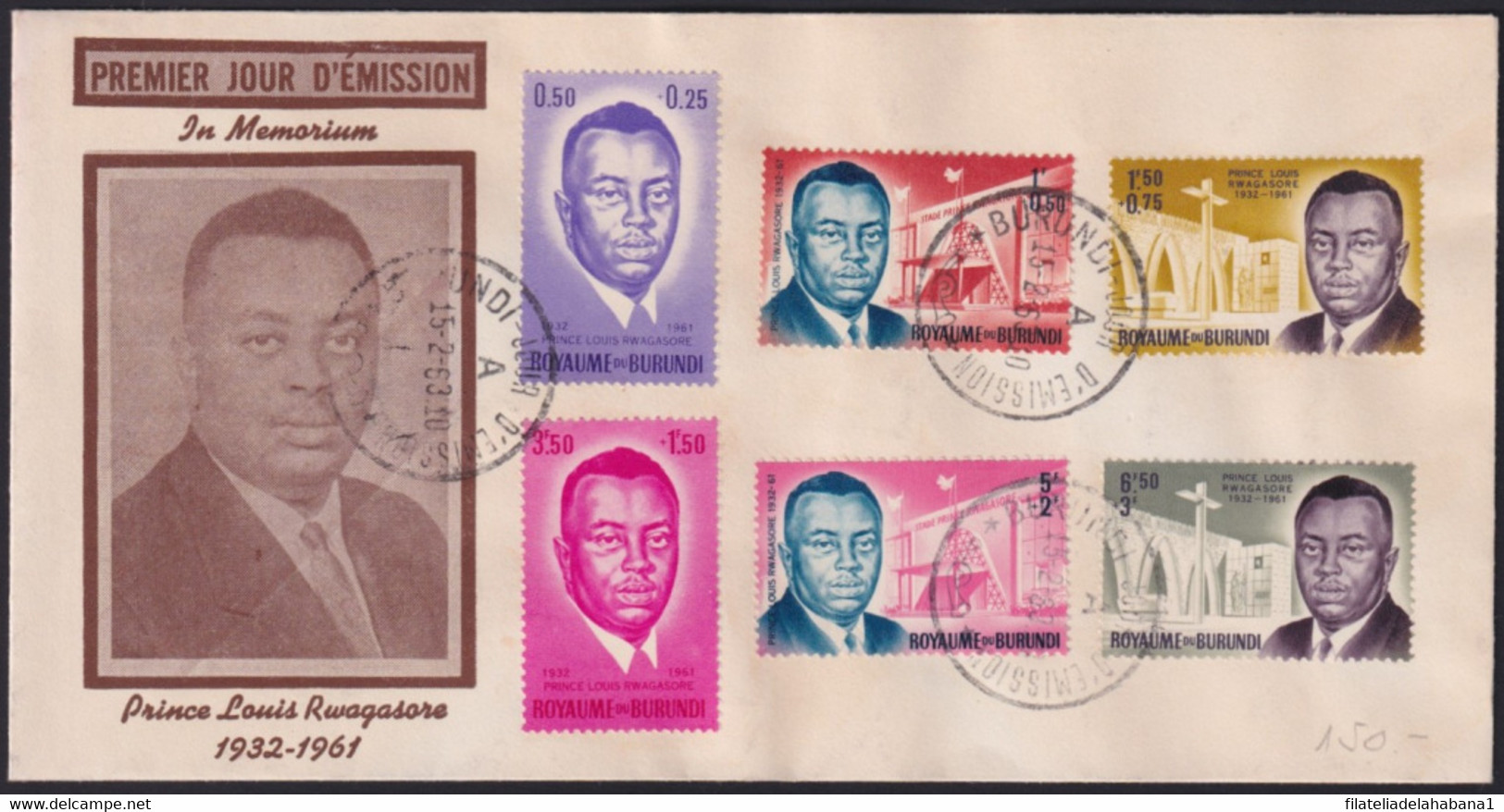 F-EX39547 BURUNDI 1963 FDC PRINCE LOUIS RWAGASORE. - FDC