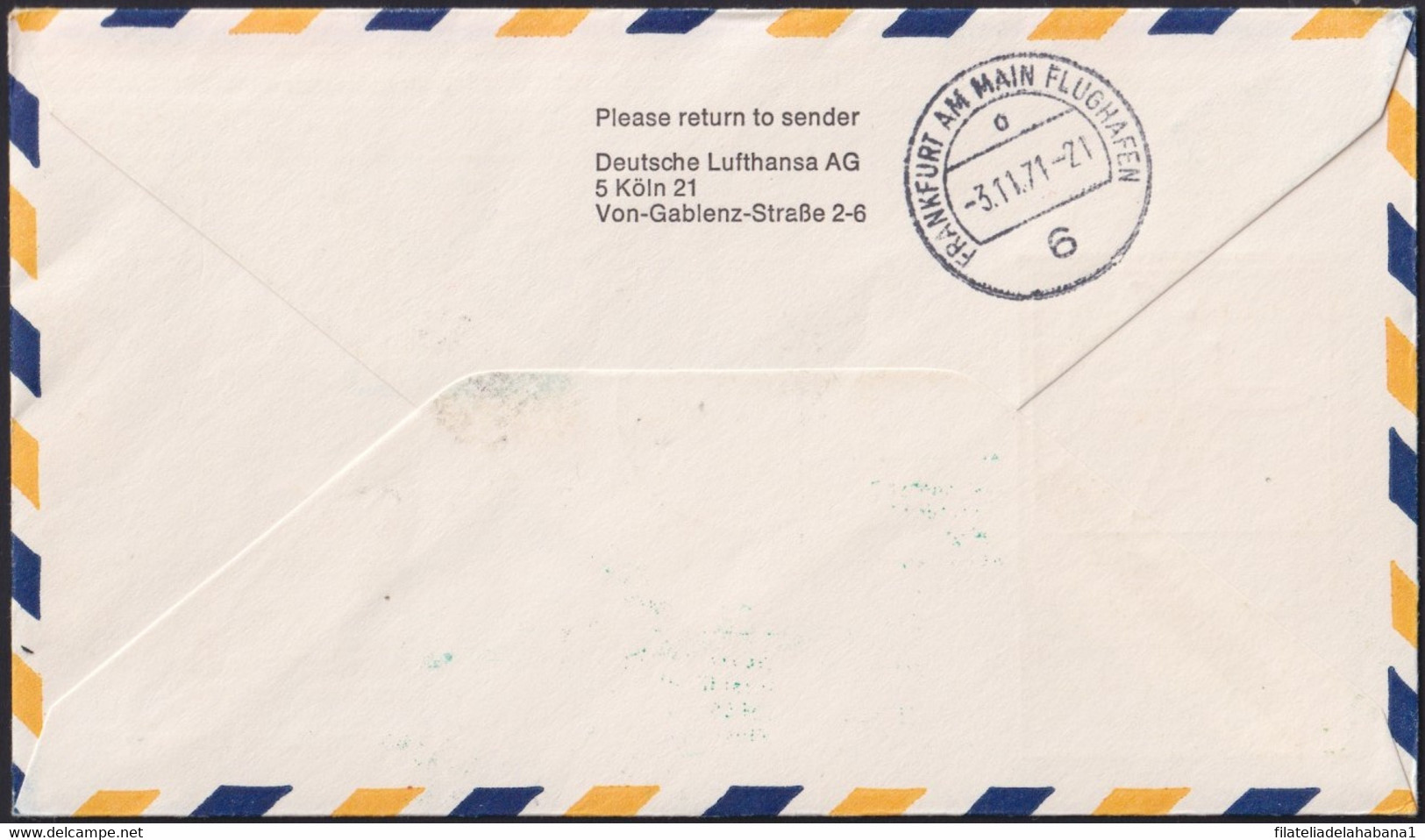 F-EX39528 CONGO 1971 FIRST FLIGHT KINSHASA – FRANKFURT GERMANY LUFTHANZA. - FDC