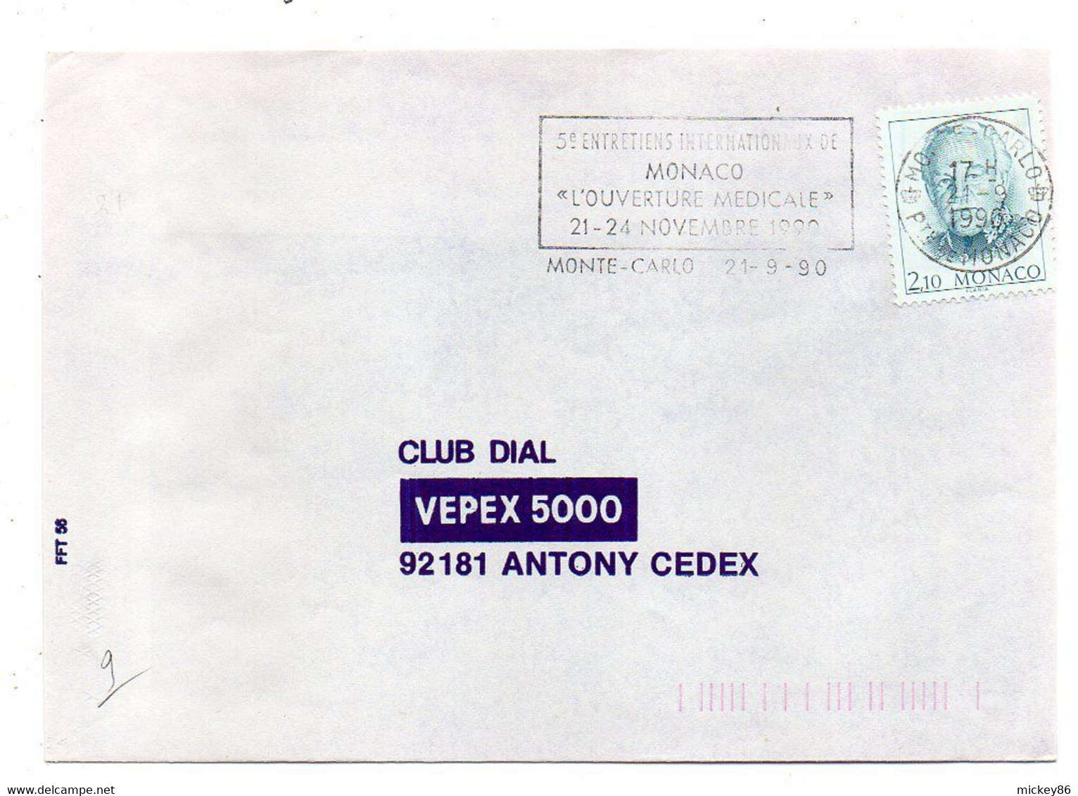 MONACO--1990--lettre De Monte-Carlo Pour ANTONY-92 (France).  .cachet " Ouverture Médicale"......à Saisir - Storia Postale