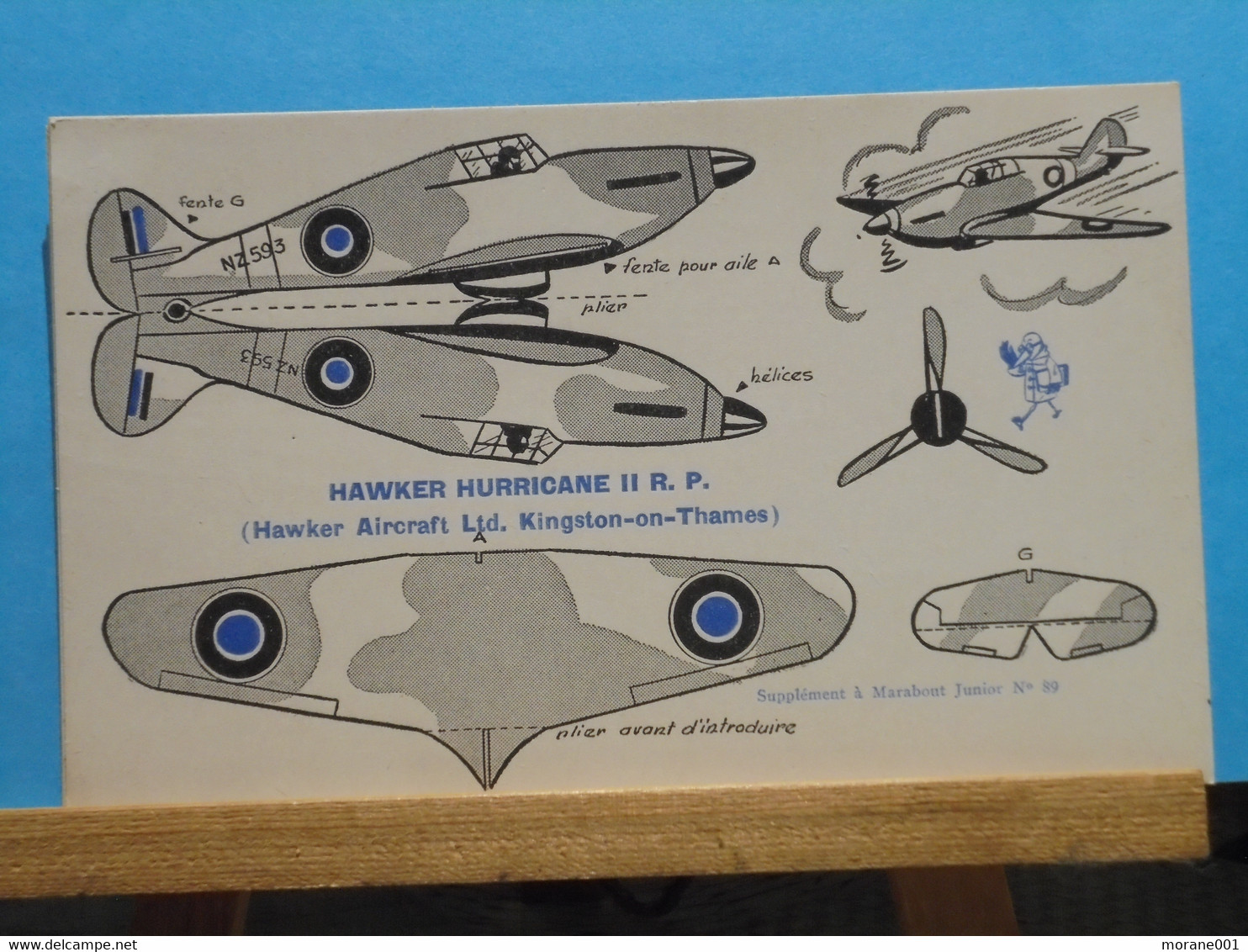 Maquette  Hawker Hurricane II R.P. Supplément à Marabout Junior 89 La Collection De Bob Morane H.Vernes - Marabout Junior