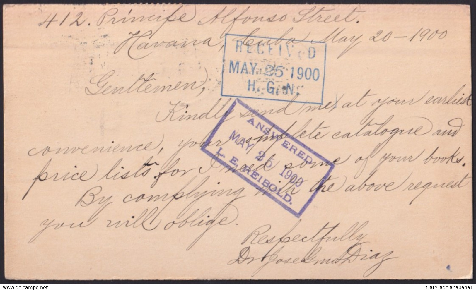 1899-EP-310 CUBA 1899 US OCCUPATION 1c POSTAL STATIONERY + 1c TO US. - Otros & Sin Clasificación