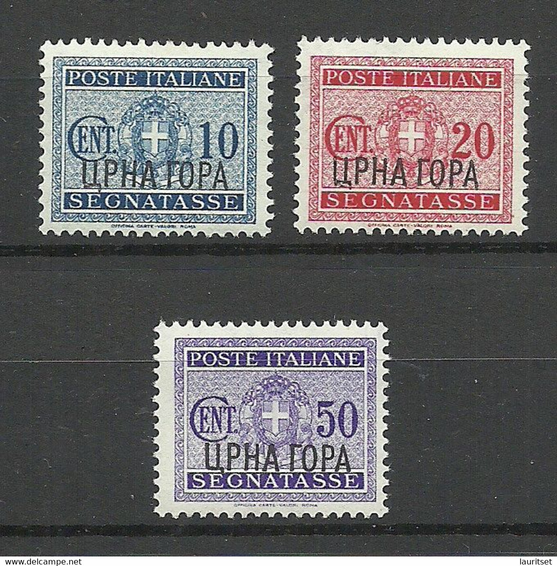 Italian Occupation MONTENEGRO 1941 Michel 6 - 7 & 9 MNH Postage Due Portomarken - Montenegro