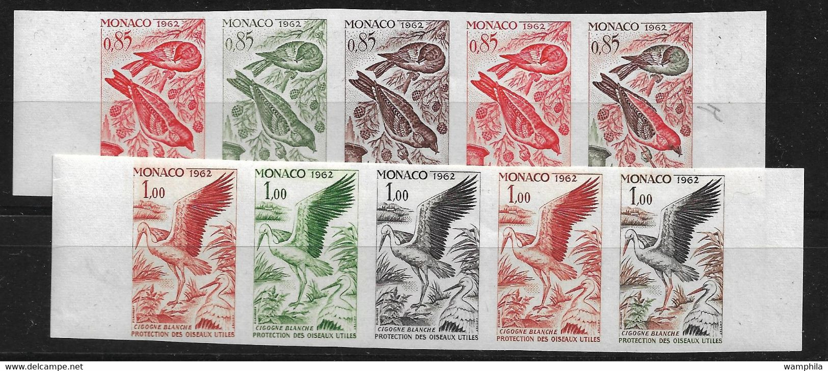 Monaco Essai Non Dentelé Série Complète N°581/590**. Protection Des Oiseaux. RARE. - Variétés