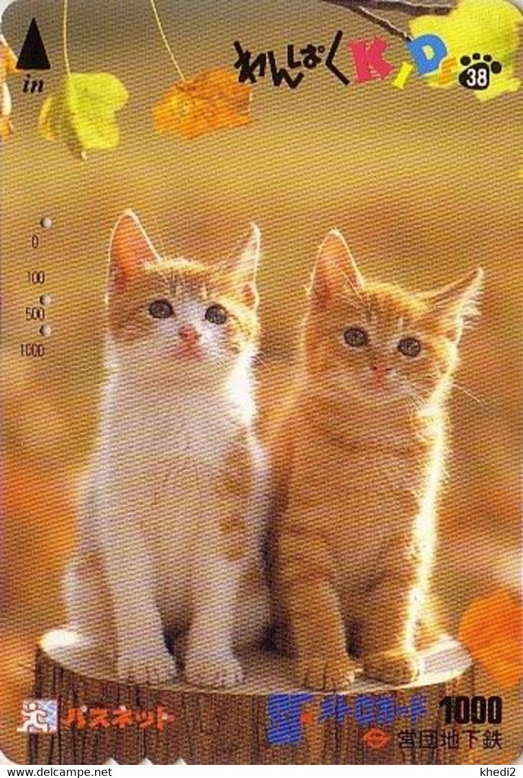 Carte Prépayée JAPON / Série KIDS 2 - ANIMAL - CHAT 38/51 - CAT JAPAN Prepaid Metro Ticket Card - KATZE Karte - Cats
