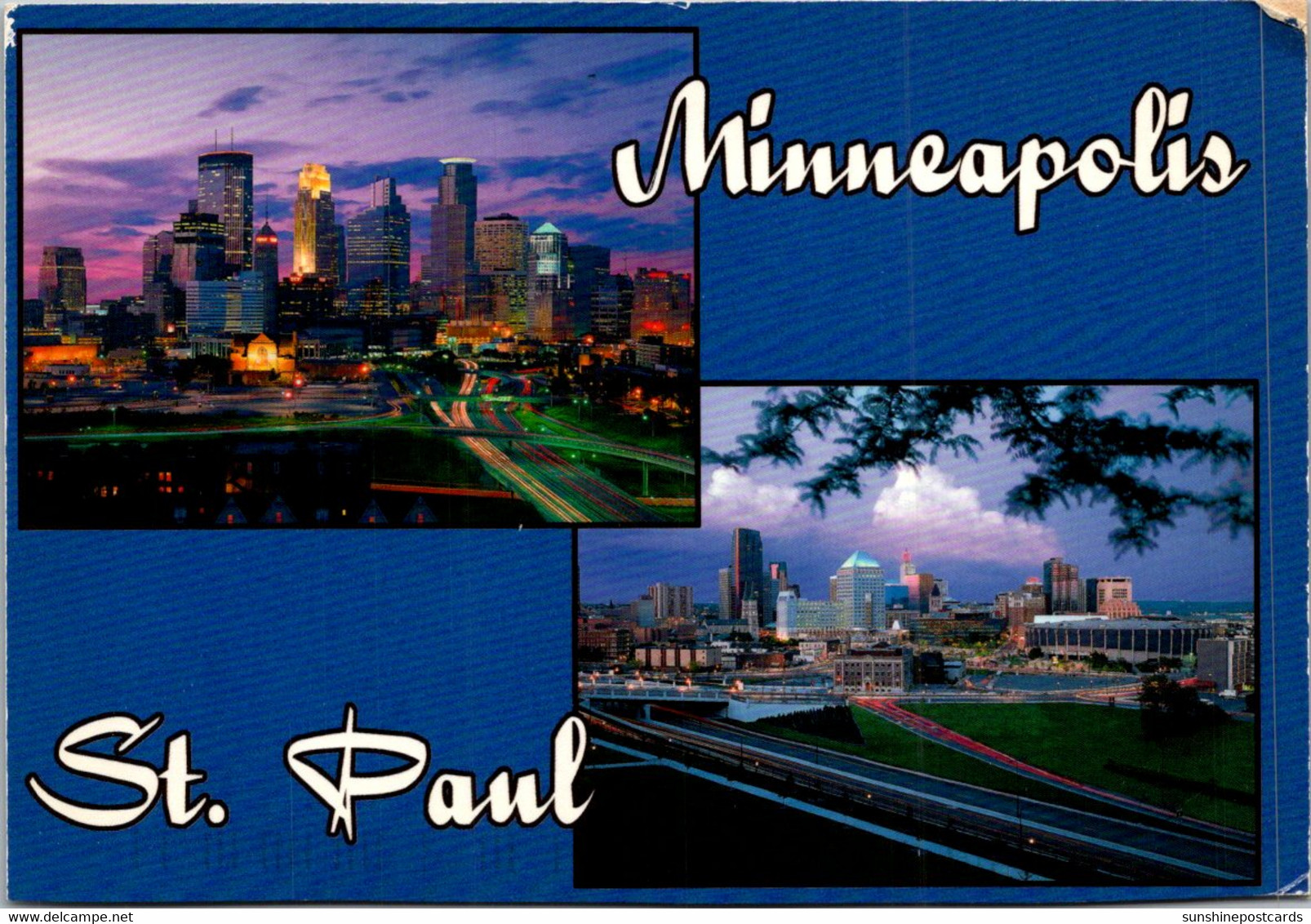 Minnesota Minneapolis St Paul Skylines Split View - St Paul