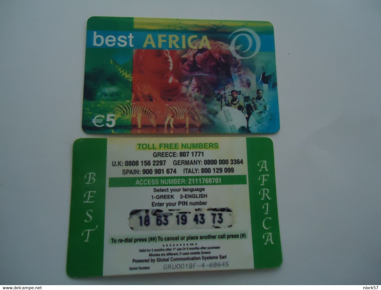 GREECE USED  PREPAID   BEST AFRICA ANIMALS - Dschungel