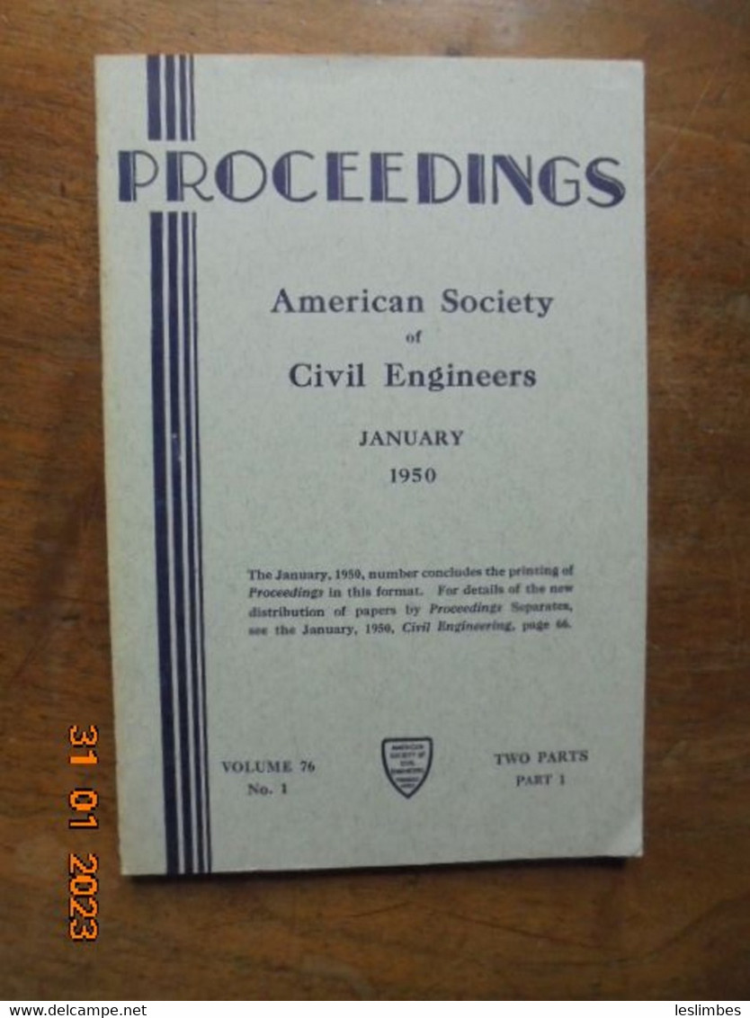 Proceedings American Society Of Civil Engineers Vol.76, No.1, Part 1 (January 1950) - Science