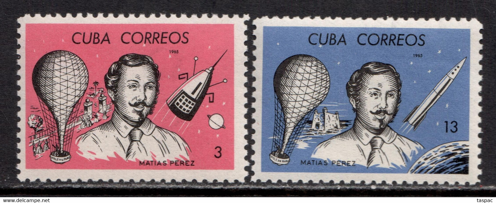 Cuba 1965 Mi# 1033-1034 ** MNH - Matias Perez, Cuban Aeronautics Pioneer / Space - North  America