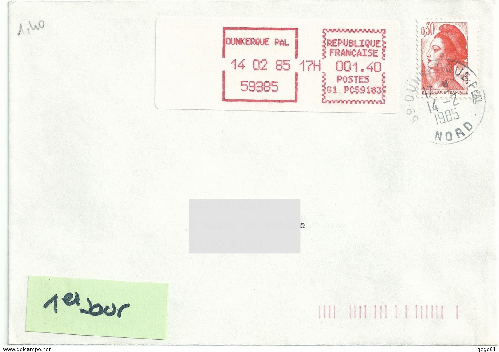 Vignette D'affranchissement De Guichet - Mog - Dunkerque - Enveloppe Entière - 1969 Montgeron – Papier Blanc – Frama/Satas