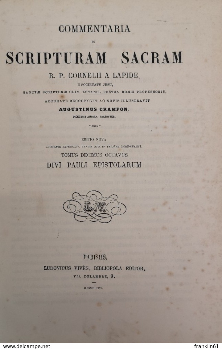 Die 14 Briefe Pauli. Commentaria In Scriptum Sacram. - Autres & Non Classés