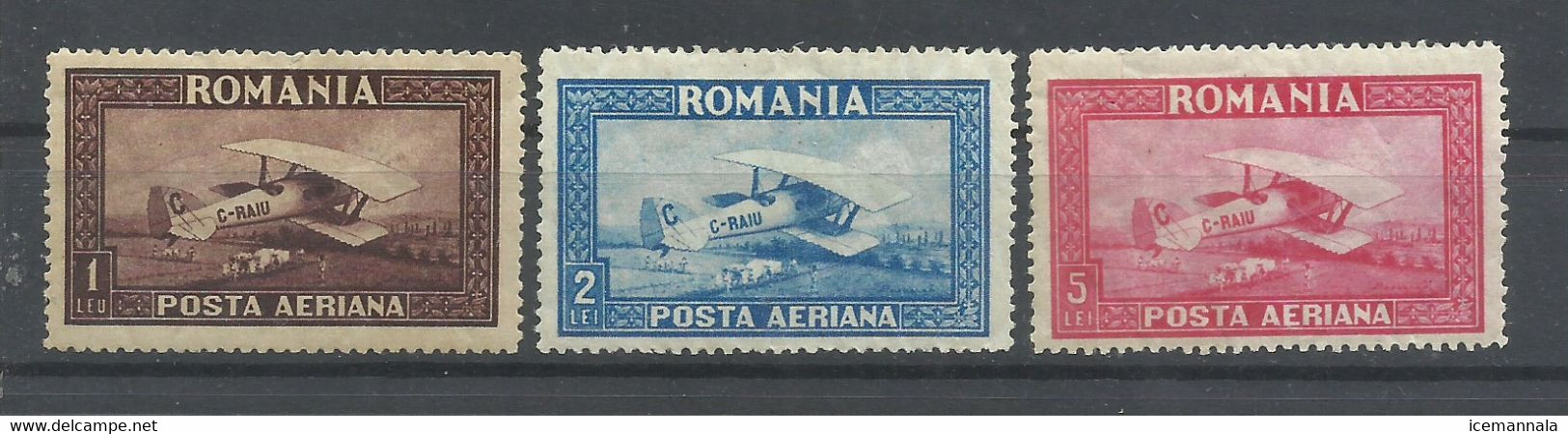 RUMANIA  YVERT  AEREO  1/3 B   MH  * - Unused Stamps