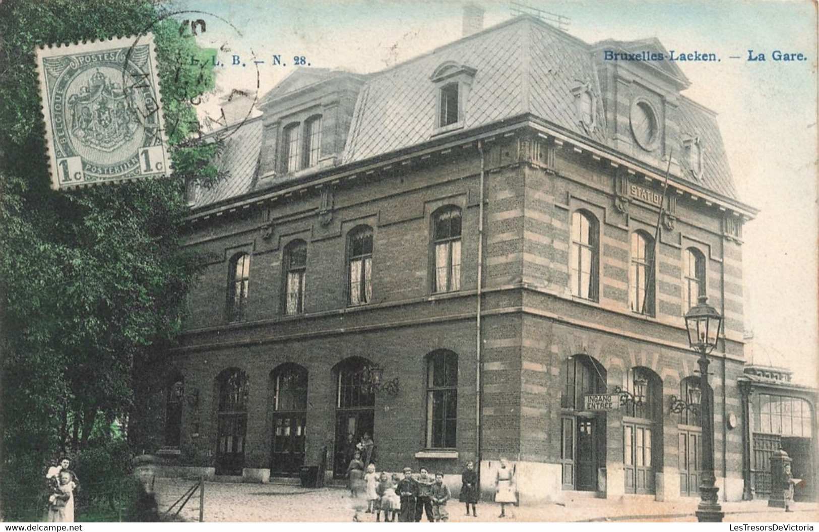 Belgique - Bruxelles - Laeken - La Gare - Animé - Colorisé - Oblitéré Bruxelles 1907 - Carte Postale Ancienne - Brussels (City)