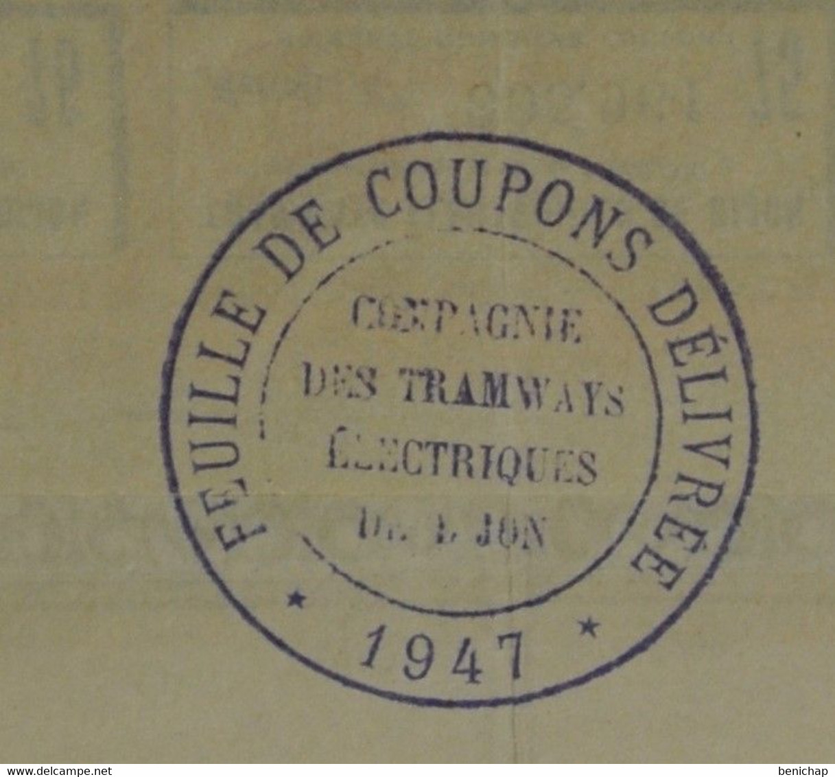 Compagnie DesTramways Electrique De Dijon - (Côte D'Or) - Action De 200 Frs. Au Porteur - Dijon 1er Avril 1909. - Chemin De Fer & Tramway