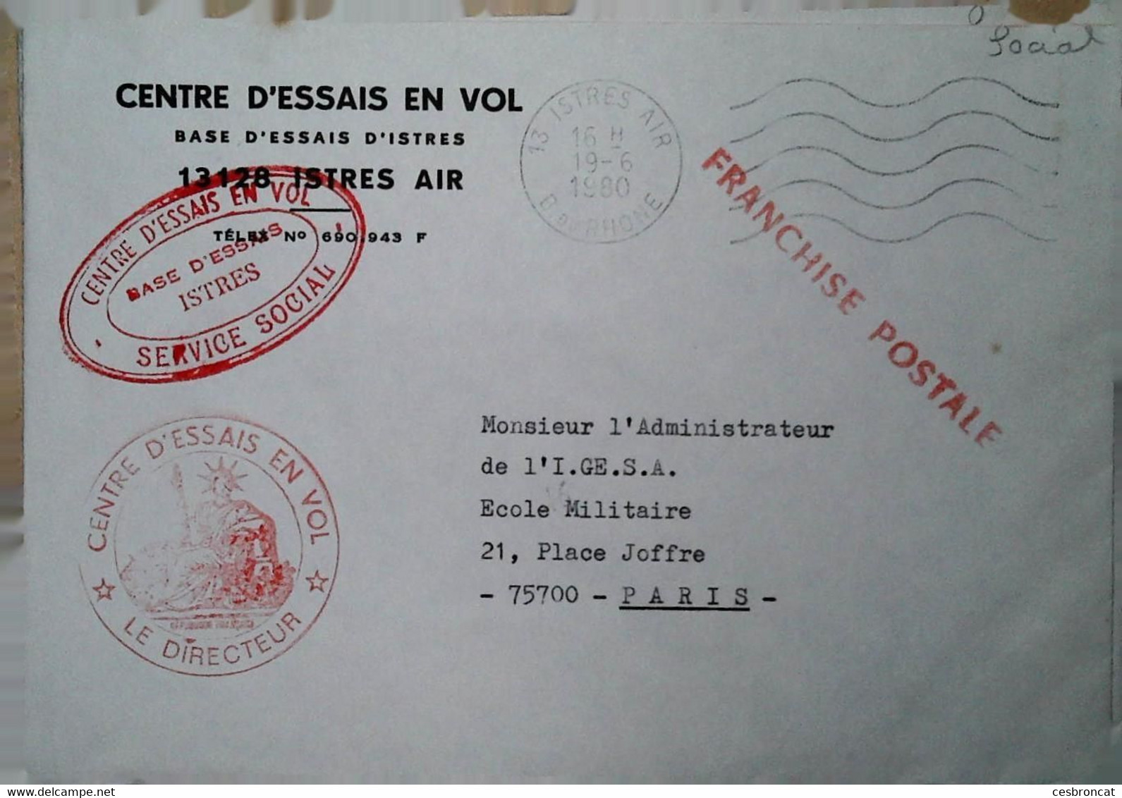 M 6  Lettre En Fm Centre Essais Istres - Militärische Luftpost