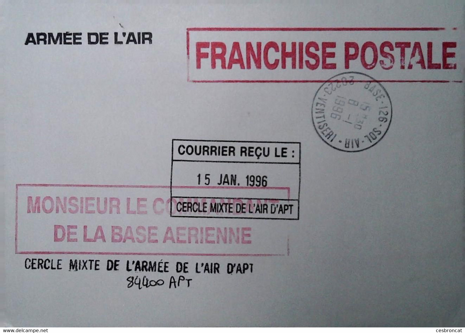 M 6  Lettre En Fm Base Aérienne 126 - Poste Aérienne Militaire