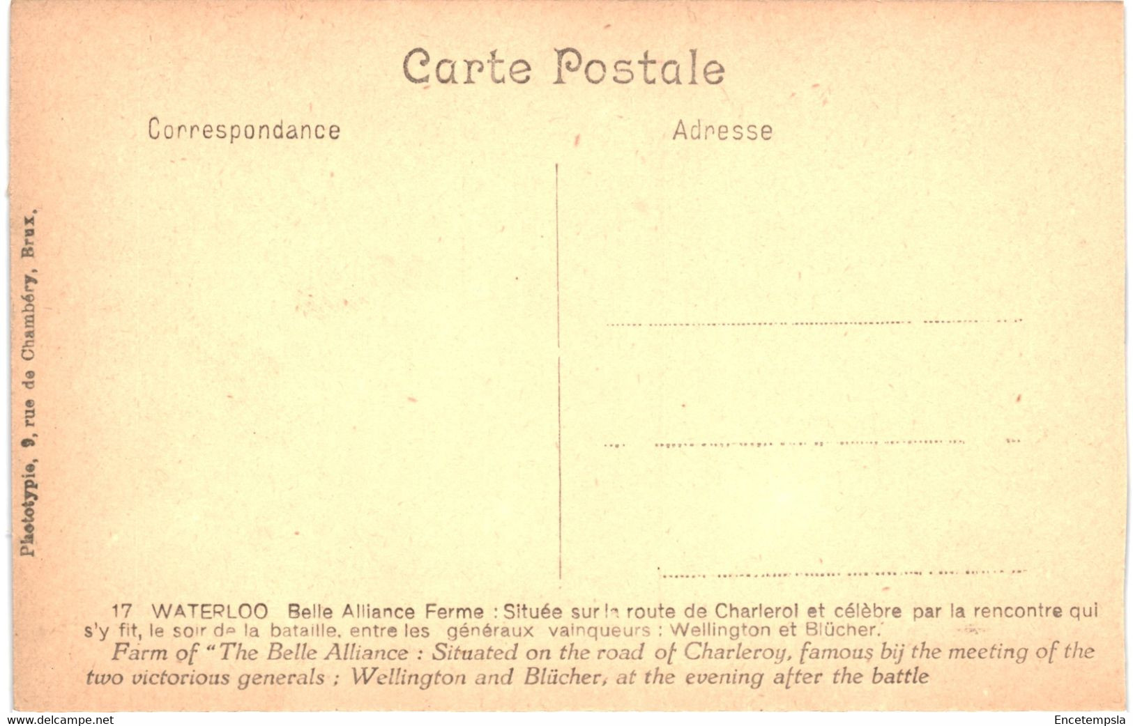 CPA Carte Postale Belgique Waterloo Ferme Belle Alliance VM62796 - Waterloo