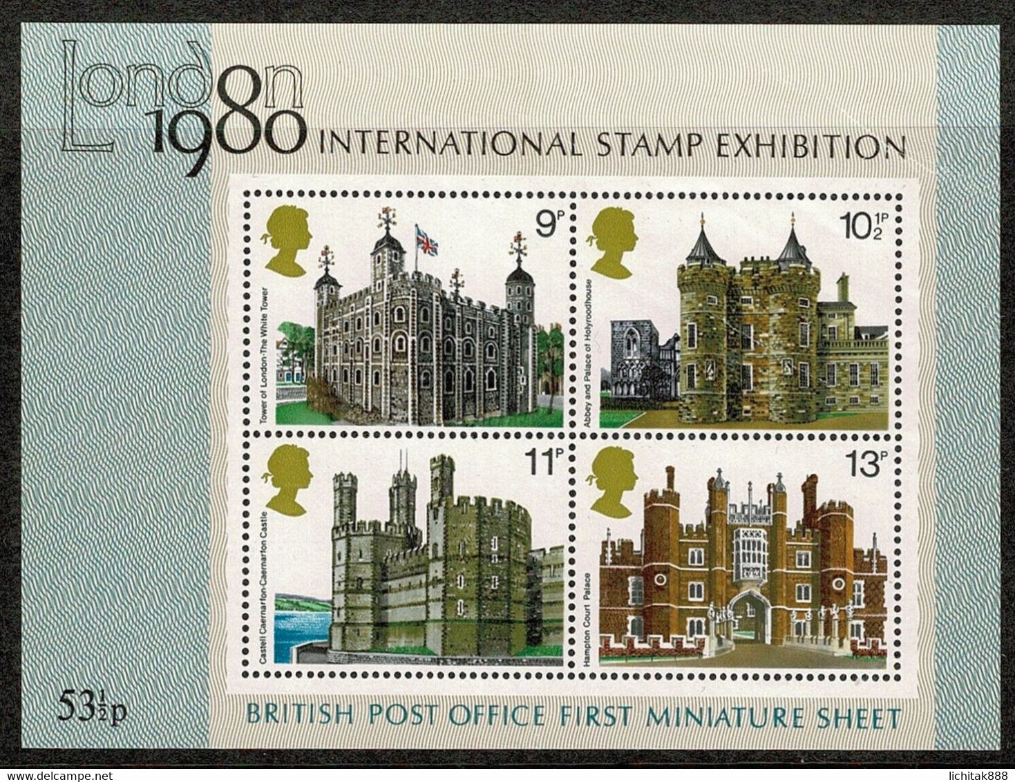 1980 GB London International Stamp Exhibition Castles MS MNH Toning - Ganze Bögen & Platten