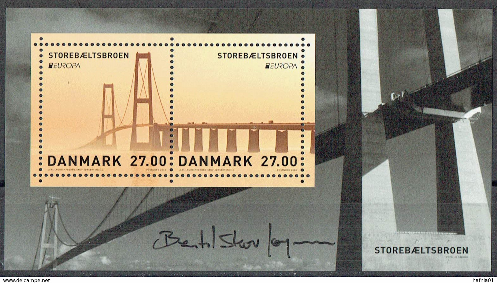 Bertil Skov Jørgensen. Denmark 2018. CEPT. Bridges. Souvenir Sheet. Michel Bl.70 MNH. Signed. - Hojas Bloque